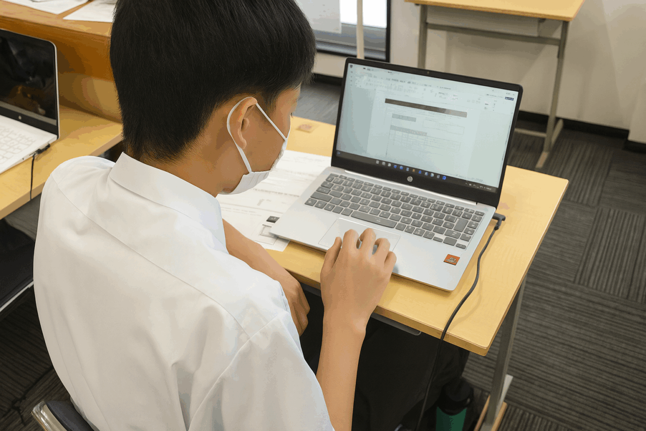 実践力を育てる授業 文書デザイン検定対策の様子